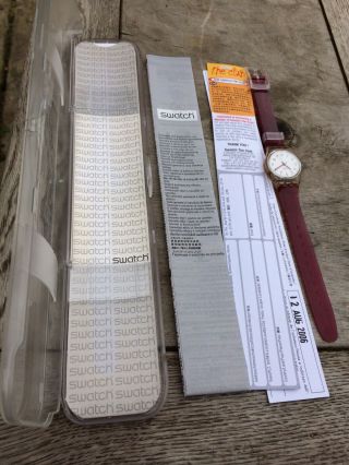 Retro Swatch Watch In Case With Papers Looks