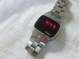 Rare Vintage Ladies Sport Pulsar Led Touch Digital Watch Stainless