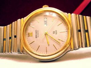 Vintage - Rare Seiko " Sq - 100 " Gold Over Stainless Ref 8123 - 6299 Mens Watch