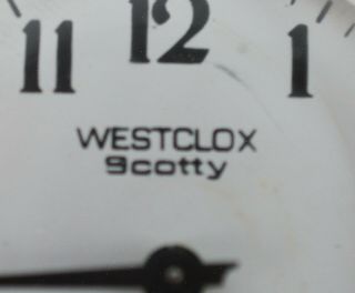 Westclox Scotty Pocket Watch Vintage White Silver Black Open - Face Wind - Up 5
