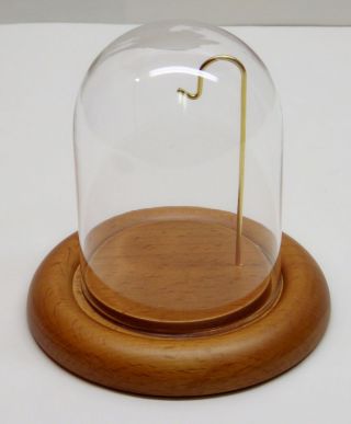 Plymor 3 " X 4 " Glass Display Dome With 4 1/2 " Oak Wood Base Pocket Watch