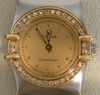 Cont Ladies Omega Constellation 18k Solid Gold Diamond Watch