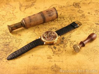 JAEGER LeCOULTRE Vintage Men ' s Wrist Watch Gold Skeleton Mens Wristwatch Swiss 4