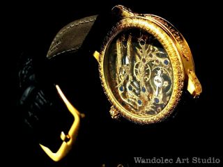 JAEGER LeCOULTRE Vintage Men ' s Wrist Watch Gold Skeleton Mens Wristwatch Swiss 5