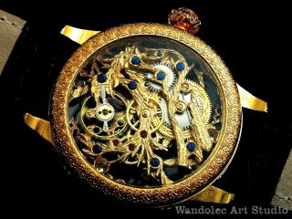 JAEGER LeCOULTRE Vintage Men ' s Wrist Watch Gold Skeleton Mens Wristwatch Swiss 7