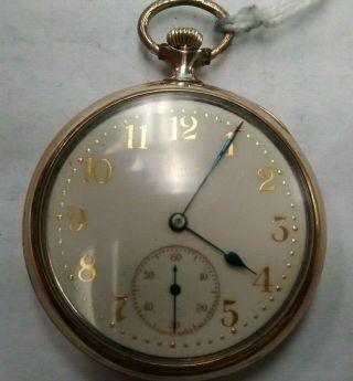 Elgin 1919 Pocket Watch Good Running Size 12 Crown And Crown Set Gold To
