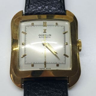 Vintage 1950s Gobelin Automatic 14k Solid Gold Tank Watch