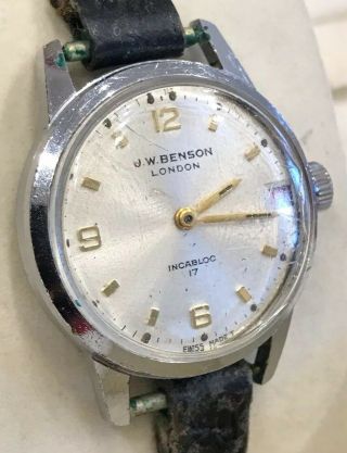 Vintage J.  W Benson London Watch Fully Incabloc 17 Jewels Swiss Made