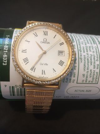 Mens Omega Solid 18k Gold Diamond Watch Stunning $3,  500 Retail