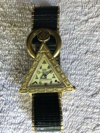 Waltham Masonic Watch Rare Vintage Unique Triangular Gold Plate,  Stainless Steel