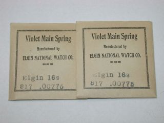 Elgin Watch Co.  16 Size Grade 817 Pocket Watch Mainsprings.  187C 2
