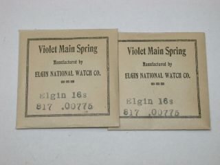 Elgin Watch Co.  16 Size Grade 817 Pocket Watch Mainsprings.  187C 4