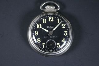Vintage Westclox Scotty Pocket Watch - Made in USA - Black Face - Runs 3