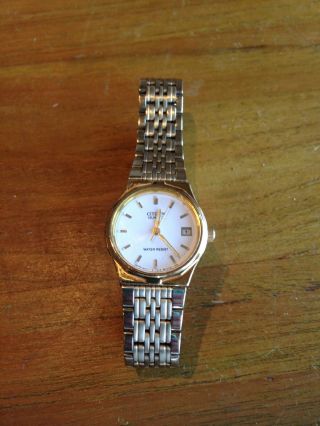 Citizen Quartz Stainless Steel Gold Plated Ladies Battery Watch Water Resistant