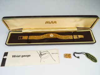 Vintage Avia Ladies Swiss Mechanical Bracelet Watch Gold Plated -