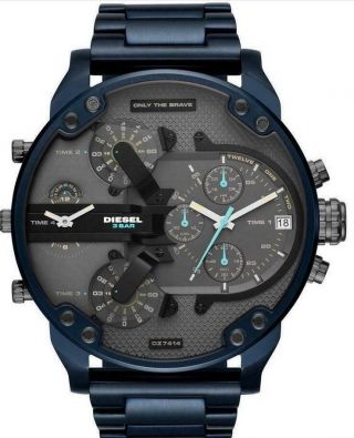Mens Dz7414 Watches Mr.  Daddy 2.  0 Chronograph Blue Stainless Steel Watch
