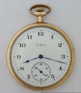 15j 12s Antique Elgin Running Pocket Watch Open Face