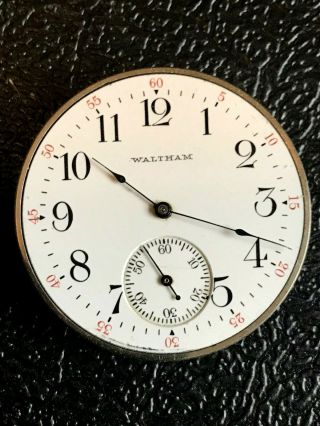 12s Waltham 15j Pocket Watch Movement Running Great Dial And Hands