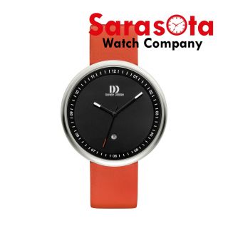 Danish Design Iq24q1002 Black Dial Stainless Steel Red Leather Quartz Mens Watch