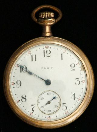 1913 Elgin Pocketwatch Grade 313 Model 7 16s 15j Open Face For Parts/as - Is B0896