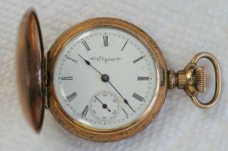 1900 Elgin Pocket Watch Grade 222 Model 1 Jewels 7j Size 0s Hunter Case B1090