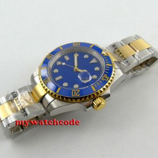 40mm Bliger blue sterile dial ceramic bezel golden case automatic mens watch 122 3