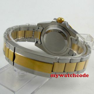 40mm Bliger blue sterile dial ceramic bezel golden case automatic mens watch 122 7