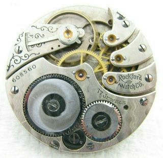 Antique 16s Rockford 17 Jewel Grade 572 Hunter Pocket Watch Movement Parts