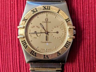 Omega Constellation Chronometer Quartz18k Yg/ss Day/date Mens Watch