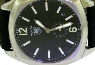 TAG Heuer Monza WR2110 high fashion SS automatic men ' s watch w/date & black dial 4
