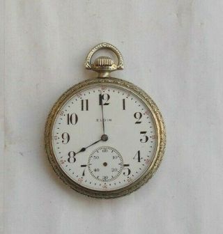 Rare Vintage Antique 1.  75 " Elgin Wind Up Pocket Watch 7 Jewels Deco Fancy Look