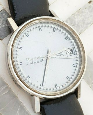 Ei2: Oversized 35.  1mm Bulova Ambassador 30 Jewel Automatic Mens Watch