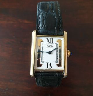 Must De Cartier Tank Vermeil 18k Gold On Silver Swiss Made Quartz Watch
