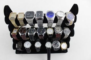 20 X Assorted Vintage Gents Quartz Wristwatches Inc Casio,  Sekonda,  Timex Etc