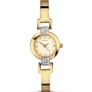 Sekonda Ladies Crystal Stones Set Gold Semi - Bangle Bracelet Watch - 2394.  27