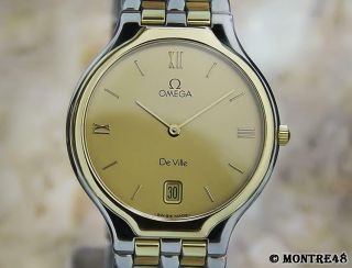 Omega Deville Swiss Mens 18k Gold And Stainless Steel 32mm 1990 Dress Watch N19