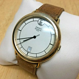 Vintage Emerich Meerson Paris Franch Men Analog Quartz Watch Hours Date Batt