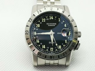 Glycine Airman Dc - 4 Swiss Automatic Dual - Time Pilot Watch Custom (rare Pls Read)