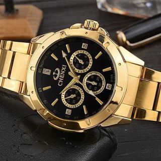 Armbanduhr Klassisch Gold Luxus Top Marke Mechanismus Quarz Herren Angebot