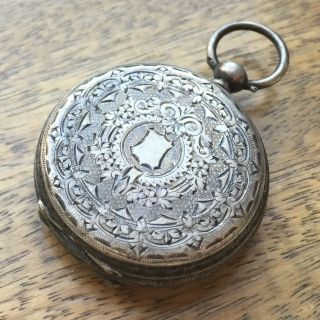 Pretty Antique Victorian 935 Silver 39mm Fob Watch - Repairs