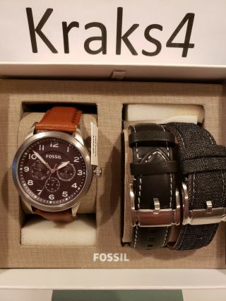 Fossil Flynn Pilot Watch Retail $185 Bq2308set