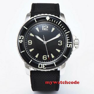 45mm Corgeut Black Sterile Dial Luminous Steel Case Automatic Mens Watch