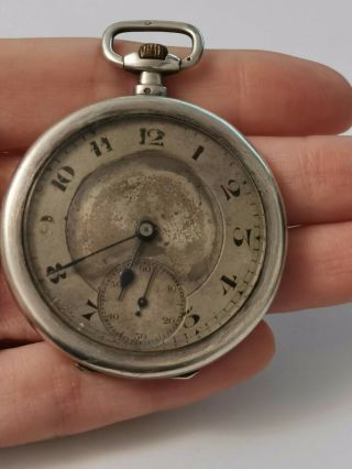 Rare Art Deco Sterling Pocket Watch Very Thin Great