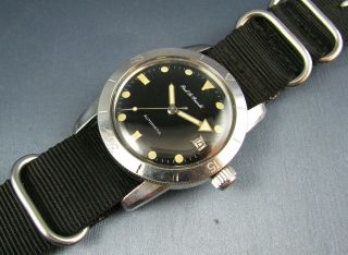 Vintage Paul Le Grande Stainless Steel Automatic Divers Mens Date Watch 17j 1970 2