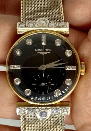 Vintage Solid 14k Gold Longines 1.  63 Carats Diamond Watch 17 Jewel Swiss