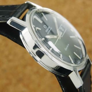 Authentic Omega Geneve Day Date Black Dial Stainless Steel Automatic Mens Watch 6