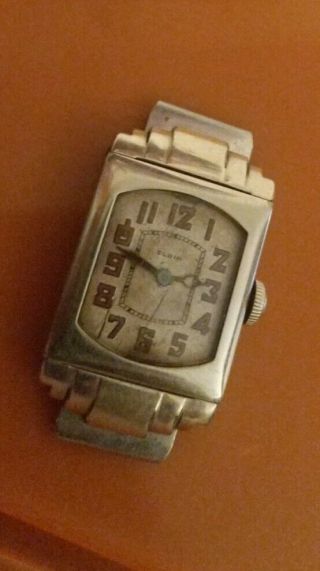 Vintage Elgin 14k Gold Filled Art Deco Wristwatch Men 