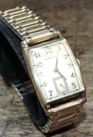 Estate Vintage Hamilton Classic Tank Face 1940 ' s Gold Filled Wristwatch NR 6
