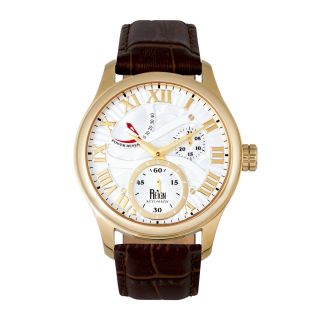 Reign Bhutan Automatic Silver Dial Brown Leather Gold Men 