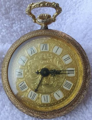Vintage Heco Gold Pocket Watch Alam Travel Watch Patent 227383 Swiss Made